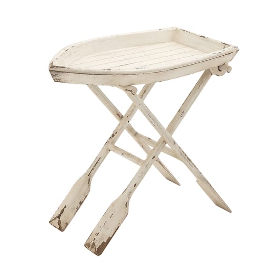 25" White Chinese Fir Coastal Accent Table